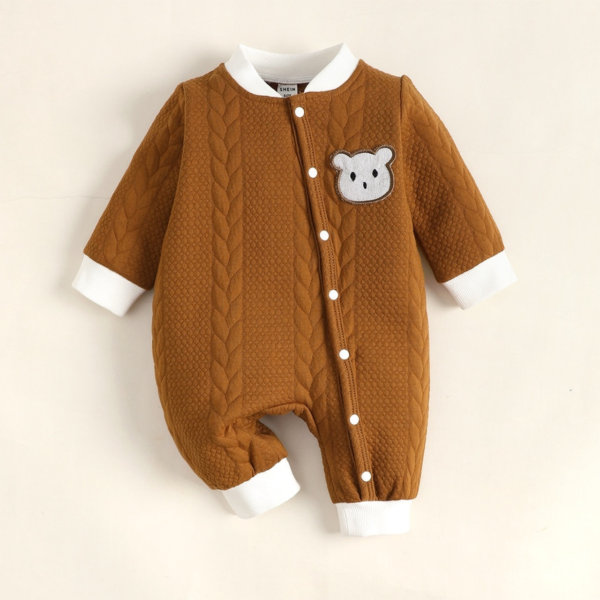 0-6 Months Newborn Baby Clothes Baby Boy Romper Bear Knitted Long Sleeves Bodysuit Infant Baby Boy Jumpsuit Outfit