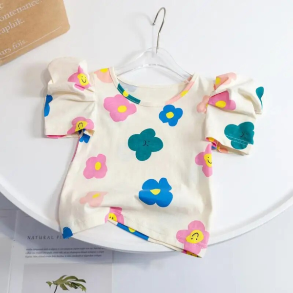 Summer Girls T-Shirts Flower Shirts For Kids Short-Sleeve Children Blouse Cotton Baby Outfits Toddler Outerwear Clothing - Image 6