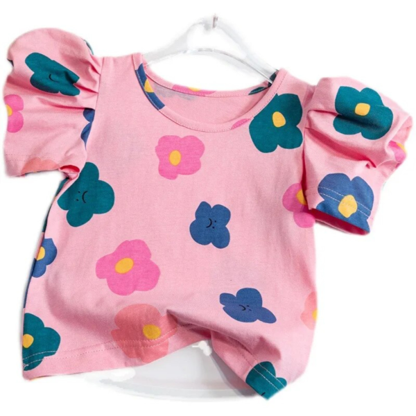 Summer Girls T-Shirts Flower Shirts For Kids Short-Sleeve Children Blouse Cotton Baby Outfits Toddler Outerwear Clothing - Image 3