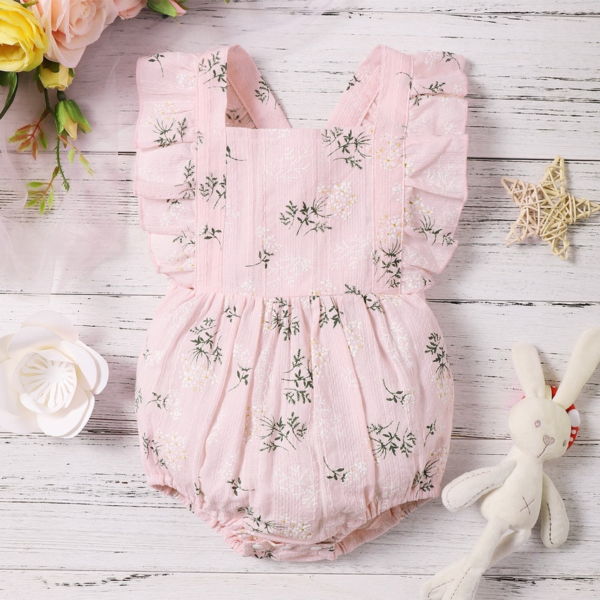 Baby Girl Romper Clothes Ruffler Sleeveless Flower Bodysuit Infant Newborn Girl Summer Leisuit Playsuit Costume For 3-24Months