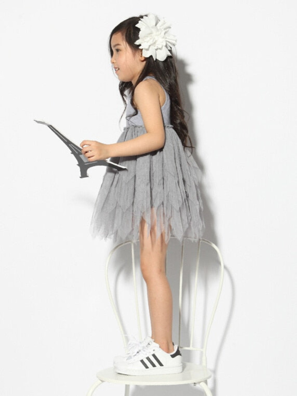 Little Girls Princess Dress Toddler Kids Baby Girl Clothes Vintage Gray Sleeveless Tulle Tutu Party Dress 2-7 Year - Image 5