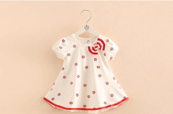 2-10 Years Girl Clothes Hot Summer Flower Print Bow Decoration Cool Design Short Sleeve O-Neck Chiffon T-Shirt Kids Girl - Image 3