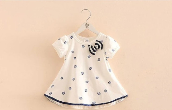 2-10 Years Girl Clothes Hot Summer Flower Print Bow Decoration Cool Design Short Sleeve O-Neck Chiffon T-Shirt Kids Girl - Image 4