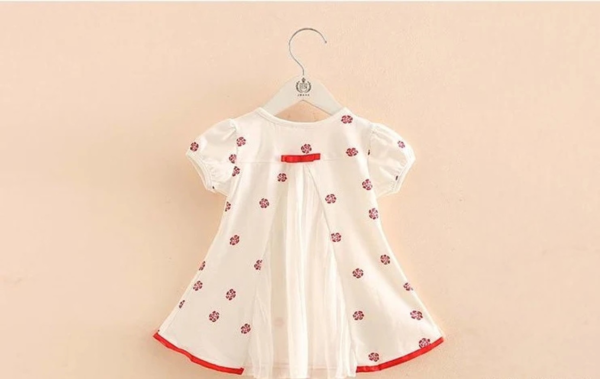 2-10 Years Girl Clothes Hot Summer Flower Print Bow Decoration Cool Design Short Sleeve O-Neck Chiffon T-Shirt Kids Girl - Image 5
