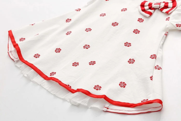 2-10 Years Girl Clothes Hot Summer Flower Print Bow Decoration Cool Design Short Sleeve O-Neck Chiffon T-Shirt Kids Girl - Image 8