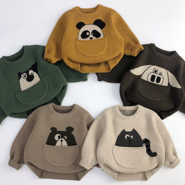 Kids' Sweater Pocket Autumn And Winter Men's And Women's Fashionable Cartoon