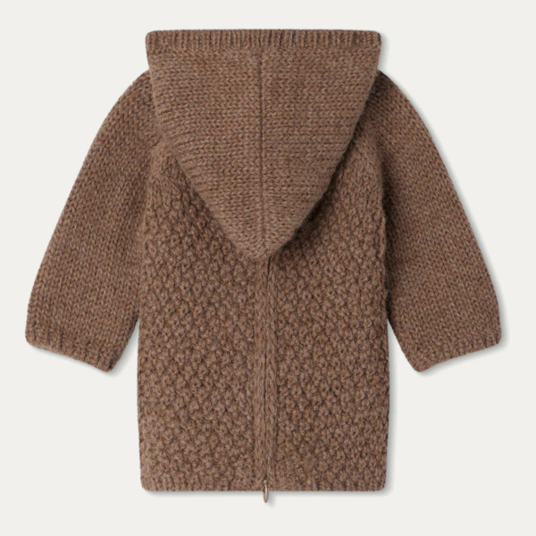 Baby Alpaca Taupe Cable Knit Sweater - Image 3