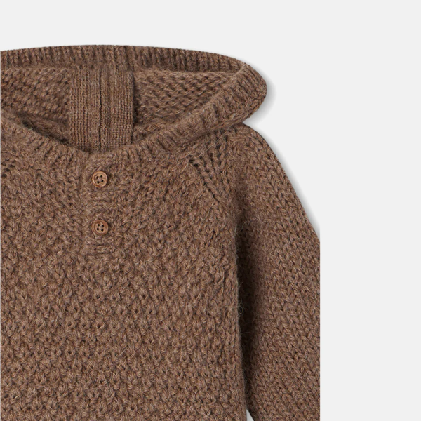 Baby Alpaca Taupe Cable Knit Sweater - Image 4