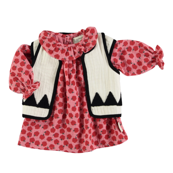 BABY DRESS | LIGHT PINK W/ RED APPLES - Image 3