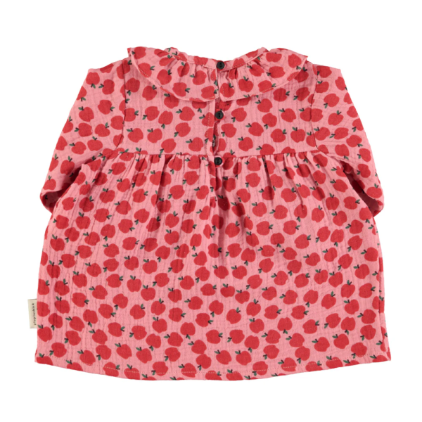 BABY DRESS | LIGHT PINK W/ RED APPLES