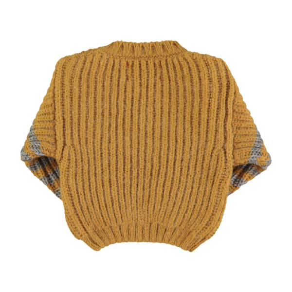 KNITTED BABY SWEATER ICAMEL & GREY STRIPES - Image 4